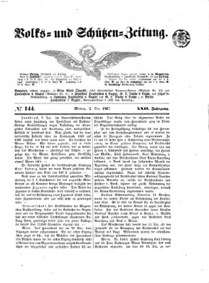 Volks- und Schützenzeitung Montag 2. Dezember 1867