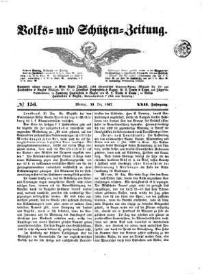 Volks- und Schützenzeitung Montag 30. Dezember 1867