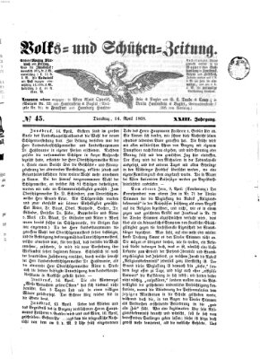 Volks- und Schützenzeitung Dienstag 14. April 1868