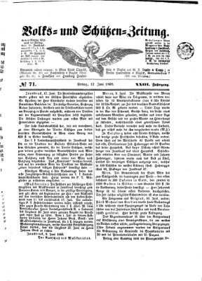 Volks- und Schützenzeitung Freitag 12. Juni 1868