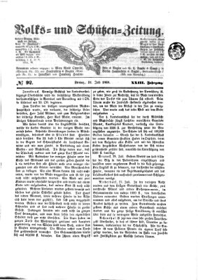 Volks- und Schützenzeitung Freitag 31. Juli 1868