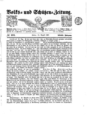 Volks- und Schützenzeitung Freitag 21. August 1868
