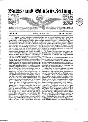 Volks- und Schützenzeitung Montag 16. November 1868