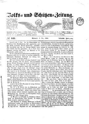 Volks- und Schützenzeitung Mittwoch 2. Dezember 1868