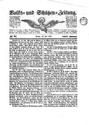 Volks- und Schützenzeitung Freitag 30. Juli 1869