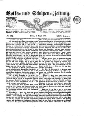 Volks- und Schützenzeitung Montag 9. August 1869