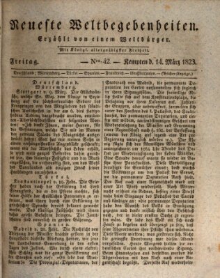 Neueste Weltbegebenheiten (Kemptner Zeitung) Freitag 14. März 1823