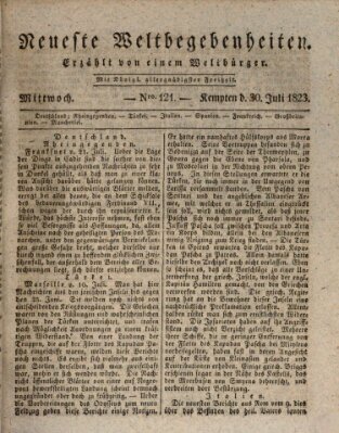 Neueste Weltbegebenheiten (Kemptner Zeitung) Mittwoch 30. Juli 1823