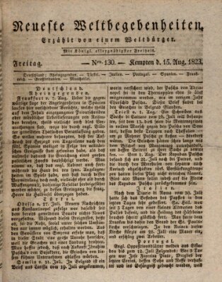 Neueste Weltbegebenheiten (Kemptner Zeitung) Freitag 15. August 1823