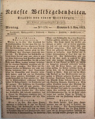 Neueste Weltbegebenheiten (Kemptner Zeitung) Montag 3. November 1823