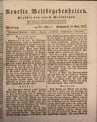 Neueste Weltbegebenheiten (Kemptner Zeitung) Montag 10. November 1823