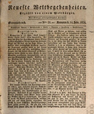 Neueste Weltbegebenheiten (Kemptner Zeitung) Samstag 14. Februar 1824