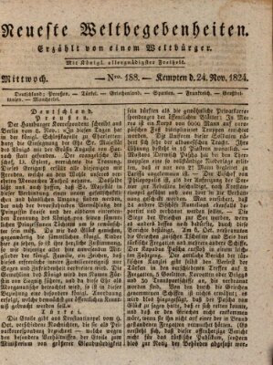 Neueste Weltbegebenheiten (Kemptner Zeitung) Mittwoch 24. November 1824