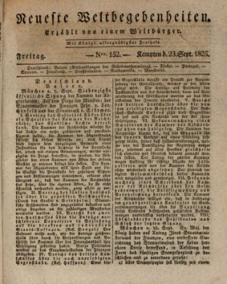 Neueste Weltbegebenheiten (Kemptner Zeitung) Freitag 23. September 1825