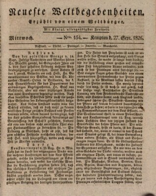 Neueste Weltbegebenheiten (Kemptner Zeitung) Mittwoch 27. September 1826