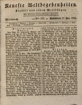 Neueste Weltbegebenheiten (Kemptner Zeitung) Mittwoch 27. Dezember 1826