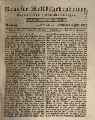 Neueste Weltbegebenheiten (Kemptner Zeitung) Montag 5. Februar 1827