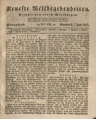 Neueste Weltbegebenheiten (Kemptner Zeitung) Samstag 7. Juli 1827