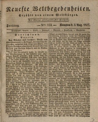 Neueste Weltbegebenheiten (Kemptner Zeitung) Freitag 3. August 1827