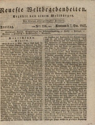 Neueste Weltbegebenheiten (Kemptner Zeitung) Freitag 7. Dezember 1827