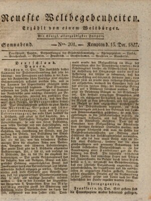 Neueste Weltbegebenheiten (Kemptner Zeitung) Samstag 15. Dezember 1827