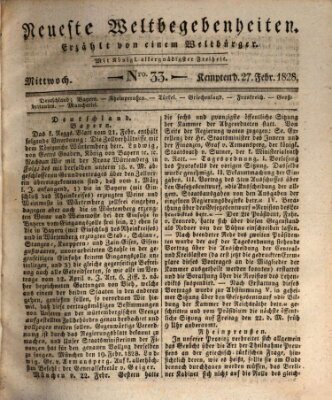 Neueste Weltbegebenheiten (Kemptner Zeitung) Mittwoch 27. Februar 1828