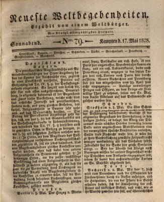 Neueste Weltbegebenheiten (Kemptner Zeitung) Samstag 17. Mai 1828