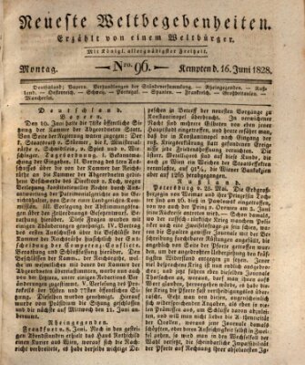 Neueste Weltbegebenheiten (Kemptner Zeitung) Montag 16. Juni 1828
