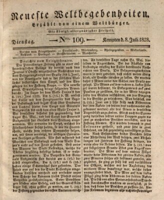 Neueste Weltbegebenheiten (Kemptner Zeitung) Dienstag 8. Juli 1828