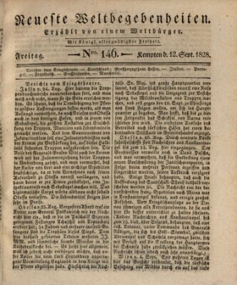Neueste Weltbegebenheiten (Kemptner Zeitung) Freitag 12. September 1828