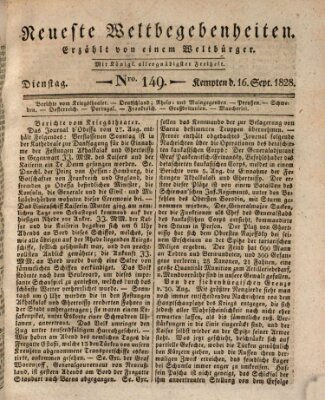 Neueste Weltbegebenheiten (Kemptner Zeitung) Dienstag 16. September 1828