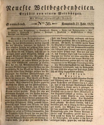 Neueste Weltbegebenheiten (Kemptner Zeitung) Samstag 21. Februar 1829