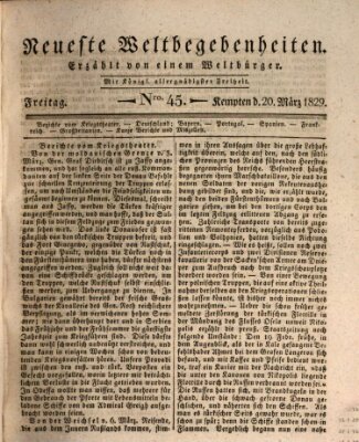 Neueste Weltbegebenheiten (Kemptner Zeitung) Freitag 20. März 1829