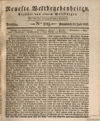 Neueste Weltbegebenheiten (Kemptner Zeitung) Freitag 10. Juli 1829