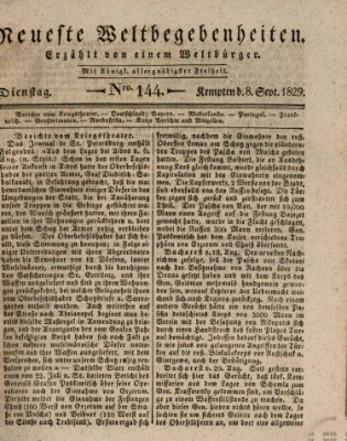 Neueste Weltbegebenheiten (Kemptner Zeitung) Dienstag 8. September 1829