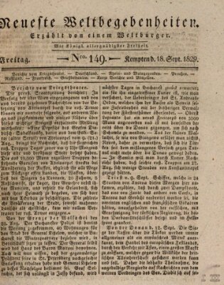 Neueste Weltbegebenheiten (Kemptner Zeitung) Freitag 18. September 1829