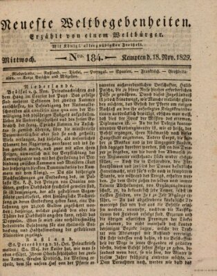 Neueste Weltbegebenheiten (Kemptner Zeitung) Mittwoch 18. November 1829