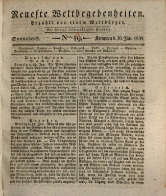 Neueste Weltbegebenheiten (Kemptner Zeitung) Samstag 30. Januar 1830