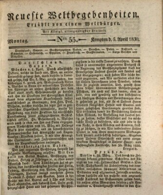 Neueste Weltbegebenheiten (Kemptner Zeitung) Montag 5. April 1830