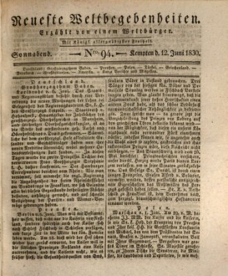 Neueste Weltbegebenheiten (Kemptner Zeitung) Samstag 12. Juni 1830