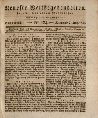 Neueste Weltbegebenheiten (Kemptner Zeitung) Samstag 21. August 1830