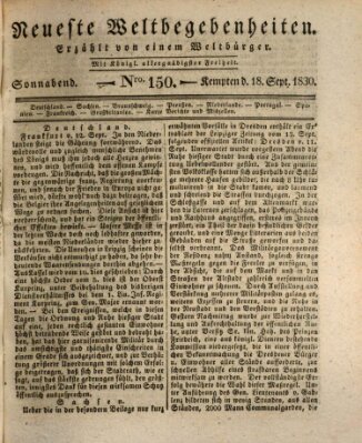 Neueste Weltbegebenheiten (Kemptner Zeitung) Samstag 18. September 1830