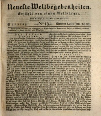 Neueste Weltbegebenheiten (Kemptner Zeitung) Sonntag 30. Januar 1831