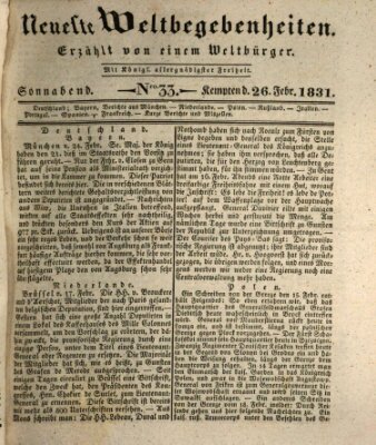Neueste Weltbegebenheiten (Kemptner Zeitung) Samstag 26. Februar 1831