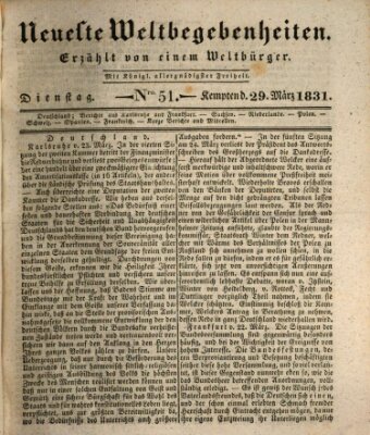 Neueste Weltbegebenheiten (Kemptner Zeitung) Dienstag 29. März 1831