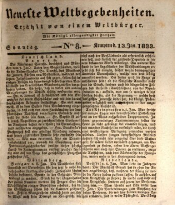 Neueste Weltbegebenheiten (Kemptner Zeitung) Sonntag 13. Januar 1833