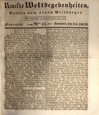 Neueste Weltbegebenheiten (Kemptner Zeitung) Samstag 19. Januar 1833