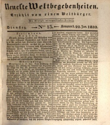 Neueste Weltbegebenheiten (Kemptner Zeitung) Dienstag 22. Januar 1833