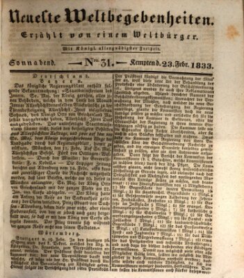 Neueste Weltbegebenheiten (Kemptner Zeitung) Samstag 23. Februar 1833
