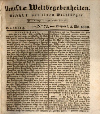Neueste Weltbegebenheiten (Kemptner Zeitung) Sonntag 5. Mai 1833